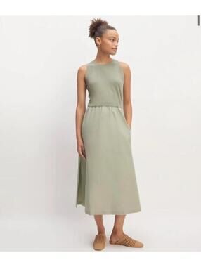 Everlane THE SUPIMA® HIGH-NECK RIVIERA DRESS Sage green Small